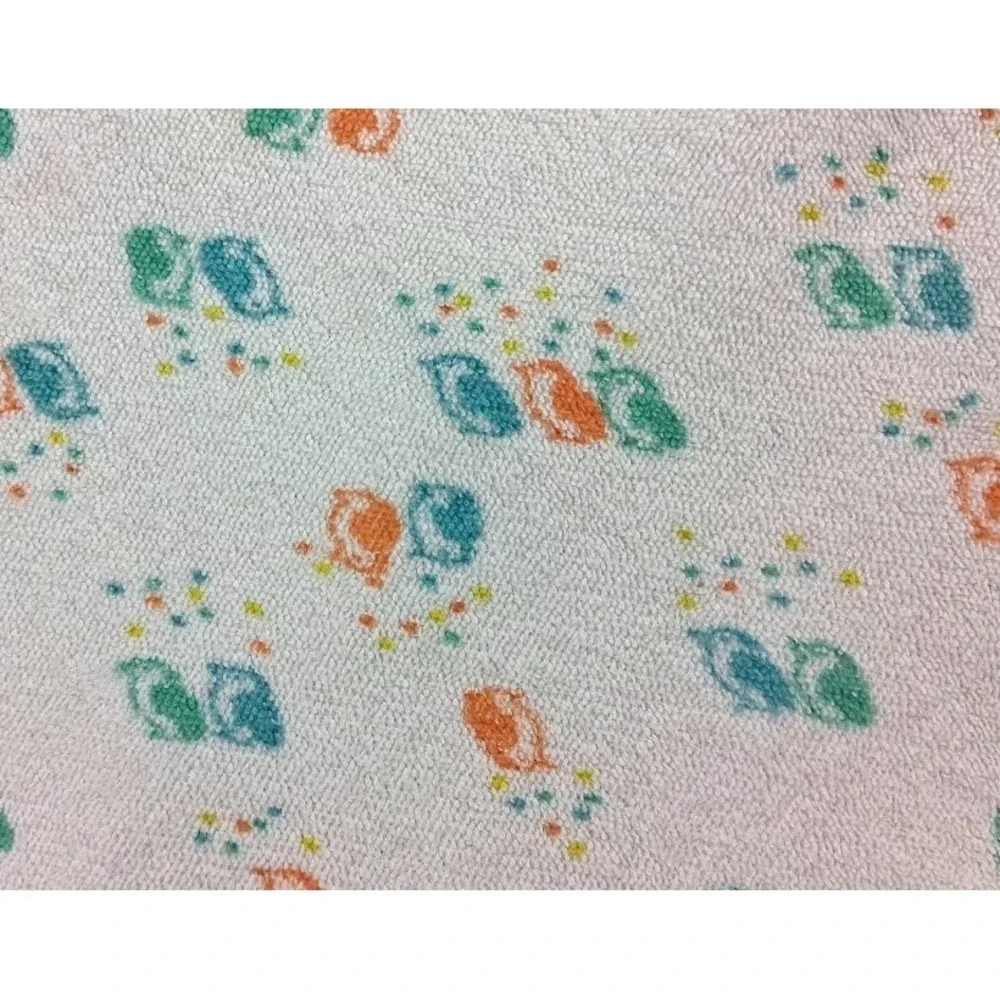 VTG Carter's Birds Hooded Baby Towel White Orange‎ Blue Green Terry Unisex Lovey